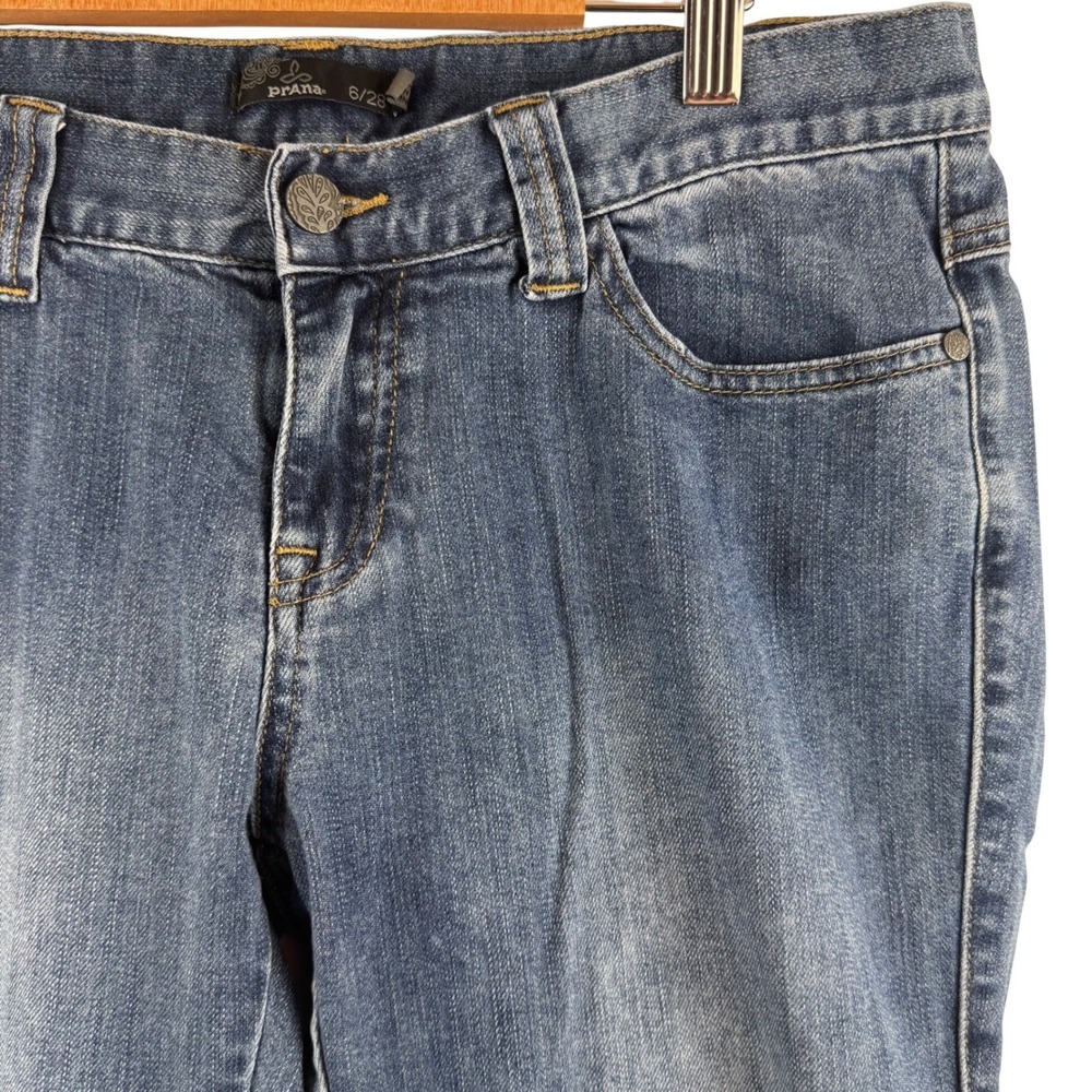 Prana Honour Jeans Women 6/28 Blue W4HONC115 Straight Leg Stretch Medium Wash